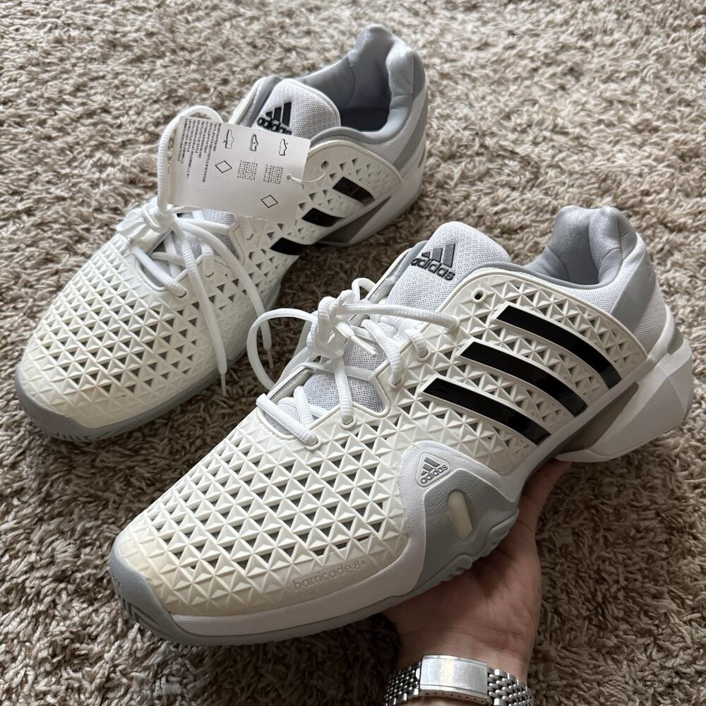 NWT Adidas Adipower Barricade 8+ White Black Tennis Shoes Men’s Size 15